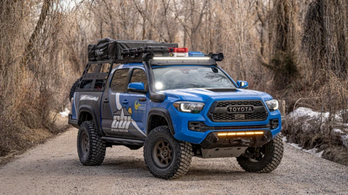 Toyota Tacoma with PRINSU roof rack off-road setup