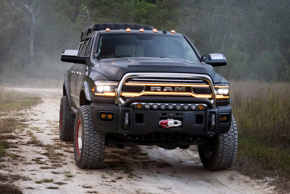 Close up of a Ram 1500 with Morimoto XBG LED DRL Grille. OffRoadUSA authorized dealer for Ram lighting and accessories.