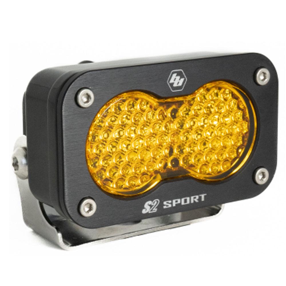 Baja Designs S2 Flush Mount reverse lights installed in a steel rear bumper. High-intensity wide cornering LED light at OffRoadUSA.