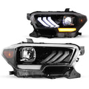 Winjet 2016-2023 Toyota Tacoma DRL Head Lights - Glossy Black/Clear