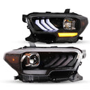 Winjet 2016-2023 Toyota Tacoma DRL Head Lights - Matte Black/ Clear