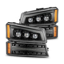 AlphaRex 03-06 Chevrolet Silverado/02-06 Avalanche (without body cladding) NOVA-Series LED Projector Headlights Alpha-Black