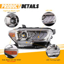 Winjet 2016-2023 Toyota Tacoma DRL Head Lights - Chrome/Clear