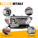 Winjet 2016-2019 Toyota Tacoma/2020-2023 Tacoma SR SR5 TRD Sport DRL Head Lights - Chrome/Clear