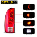Winjet 2005-2015 Toyota Tacoma LED Sequential Tail Lights - Chrome/Red