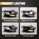 Winjet 2016-2023 Toyota Tacoma DRL Head Lights - Glossy Black/Clear