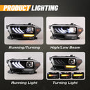 Winjet 2016-2019 Toyota Tacoma/2020-2023 Tacoma SR SR5 TRD Sport DRL Head Lights - Matte Black/ Clear