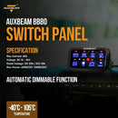 BB80 8 Gang LED Switch Panel Kit Automatic Dimmable Universal(Two-Sided Outlet) Blue