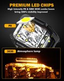 V-MAX Series | 4 Inch 92W 8960LM Combo Beam Side Shooter LED Square Pod Lights with Amber DRL