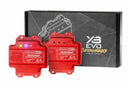 Red Morimoto Supercharged parts with X3 EVO packaging on a white background