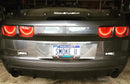Rear end of a Chevrolet Camaro with Afterburner Tail Light halos installed.