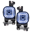 Ford Super Duty fog lights with white halos.