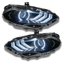 Ford Mustang headlights with white halos and DRLs.