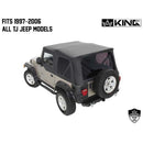 King 4WD Replacement Soft Top with Upper Doors - Black Diamond with Tinted Windows - Jeep Wrangler TJ 1997-2006
