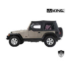 King 4WD Replacement Soft Top with Upper Doors - Black Diamond with Tinted Windows - Jeep Wrangler TJ 1997-2006
