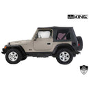 King 4WD Premium Replacement Soft Top Without Upper Doors, Black Diamond With Tinted Windows - Jeep Wrangler TJ 1997-2006