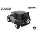 King 4WD Premium Replacement Soft Top Without Upper Doors, Black Diamond With Tinted Windows - Jeep Wrangler TJ 1997-2006