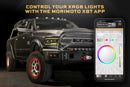 Black off-road vehicle with XRGB lights and Morimoto XBT app on smartphone