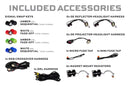 List of included car accessories with icons and labels on a white background