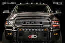 Front view of a Ram truck with 'DELM HALOGEN' and 'XRGB EVO' branding on a black background.