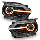 Ford Bronco Sport headlights with amber halos and DRLs.