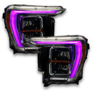 Ford F-150 headlights with pink DRLs