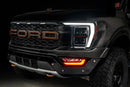 Front end of a Ford F-150 with amber fog light DRLs