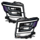 2021-2024 Nissan Titan headlights with white demon eye projectors.