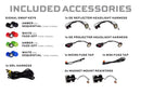 List of included accessories for vehicle lighting system on a white background