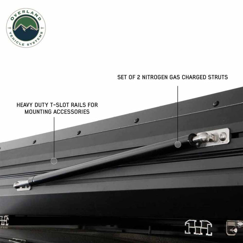 Overland Vehicle Systems HD Sidewinder Side Load Aluminum Hard Shell Roof Top Tent, Grey Body & Green Trim