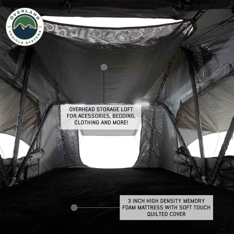 Overland Vehicle Systems HD Nomadic 3 Extended Soft Shell Roof Top Tent, Grey Body & Green Rainfly
