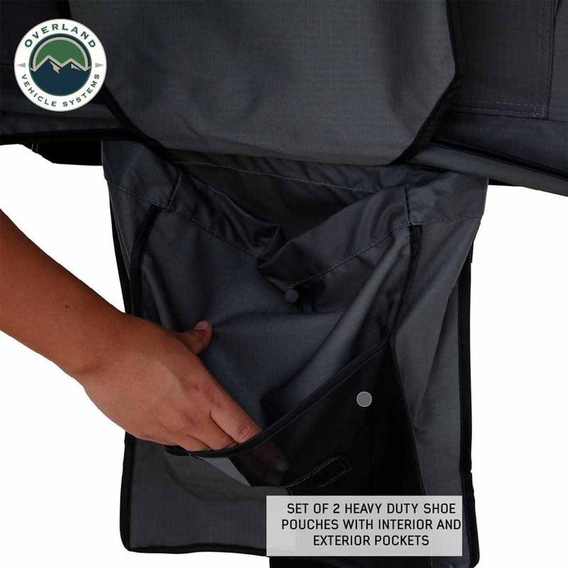 Overland Vehicle Systems HD Nomadic 3 Extended Soft Shell Roof Top Tent, Grey Body & Green Rainfly