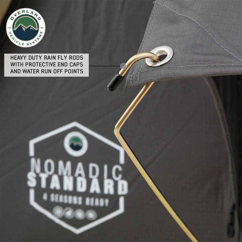Overland Vehicle Systems HD Nomadic 2 Standard Soft Shell Roof Top Tent, Grey Body & Green Rainfly