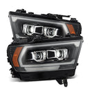 AlphaRex 19-24 Ram 1500 (MK II 2500 Style) PRO-Series Halogen Projector Headlights Black