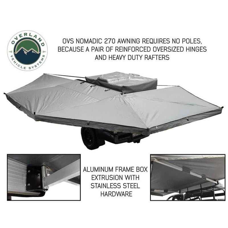 Overland Vehicle Systems HD Nomadic 270 Degree Awning - Driver Side - Dark Gray Awning with Black Cover
