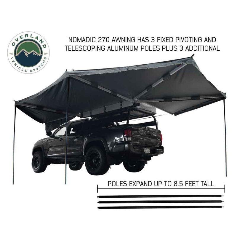 Overland Vehicle Systems HD Nomadic 270 Degree Awning - Driver Side - Dark Gray Awning with Black Cover