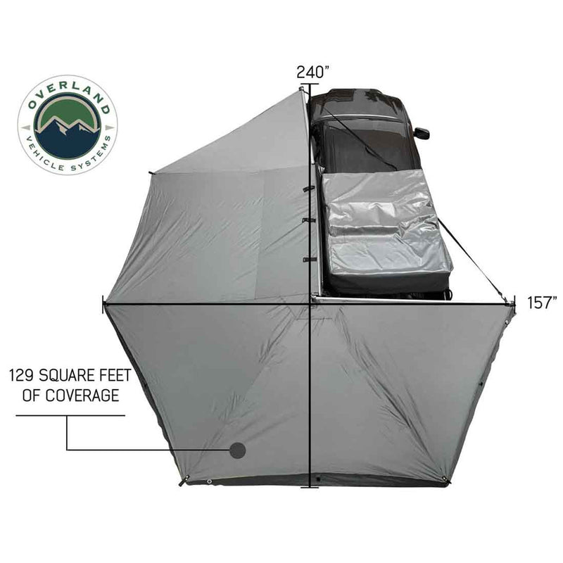 Overland Vehicle Systems HD Nomadic 270 Degree Awning - Driver Side - Dark Gray Awning with Black Cover