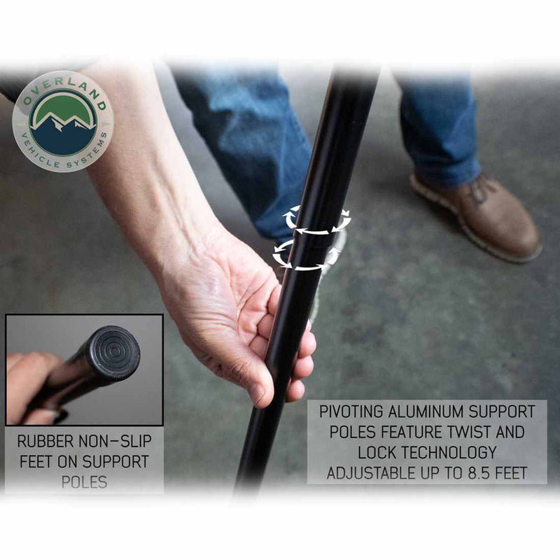 Overland Vehicle Systems HD Nomadic 270 Degree Awning - Passenger Side - Dark Gray Awning With Black Cover