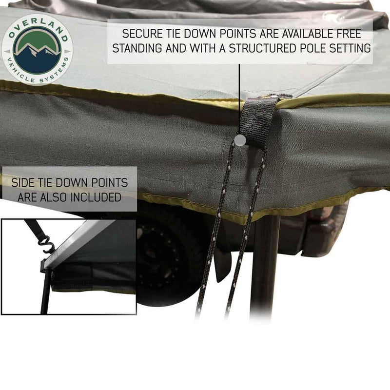 Overland Vehicle Systems HD Nomadic 270 Passenger Side Awning with Bracket Kit for Mid - High Roofline Vans