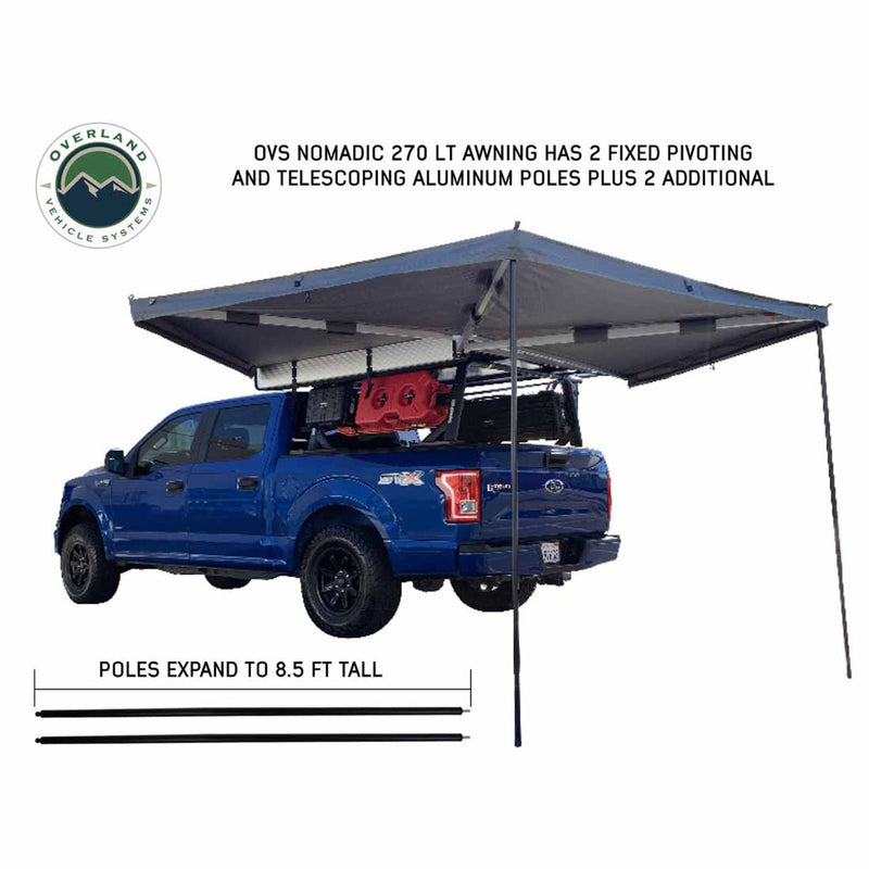 Overland Vehicle Systems HD Nomadic 270 LT Awning - Driver Side - Dark Gray With Black Travel Cover Universal