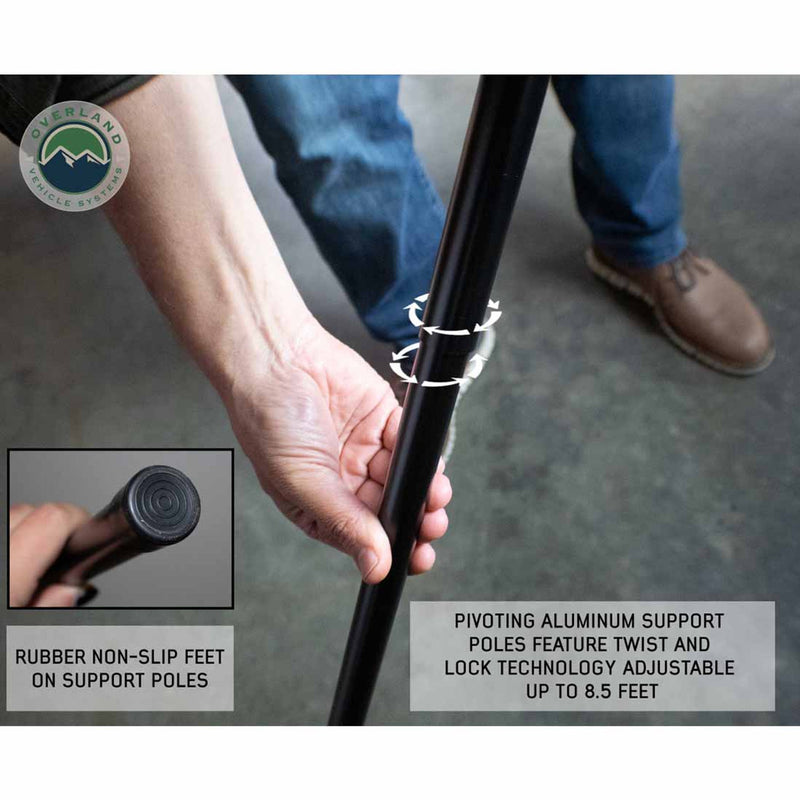 Overland Vehicle Systems HD Nomadic 270 LT Awning - Driver Side - Dark Gray With Black Travel Cover Universal