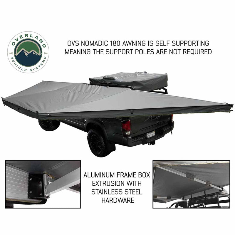 Overland Vehicle Systems HD Nomadic 180 Degree Awning - Dark Grey with Black Travel Cover Universal