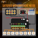 BA80 8 Gang LED Switch Panel Kit Automatic Dimmable Universal(One-Sided Outlet) Blue