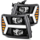 AlphaRex 07-13 Chevrolet Silverado LUXX-Series LED Projector Headlights Jet Black