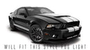 Three quarters view of a Ford Mustang with white LED fog light halo rings.