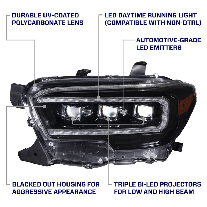 Form Lighting 2016-2023 Toyota Tacoma Sequential LED Projector Headlights with Amber DRL (pair)