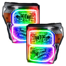Ford Super Duty Headlights with rainbow LED halos.