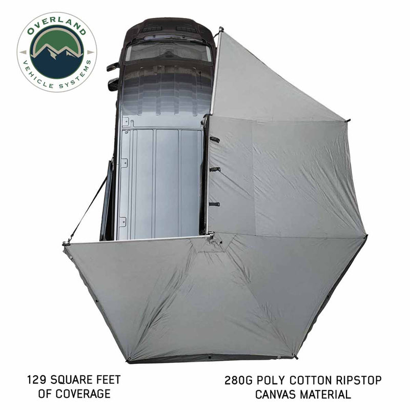 Overland Vehicle Systems HD Nomadic 270 Passenger Side Awning with Bracket Kit for Mid - High Roofline Vans