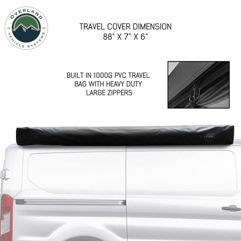 Overland Vehicle Systems HD Nomadic 270 Passenger Side Awning with Bracket Kit for Mid - High Roofline Vans