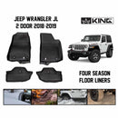 King 4WD Premium Four-Season Floor Liners Front and Rear Passenger Area - Jeep Wrangler JL 2 Door 2018-2019